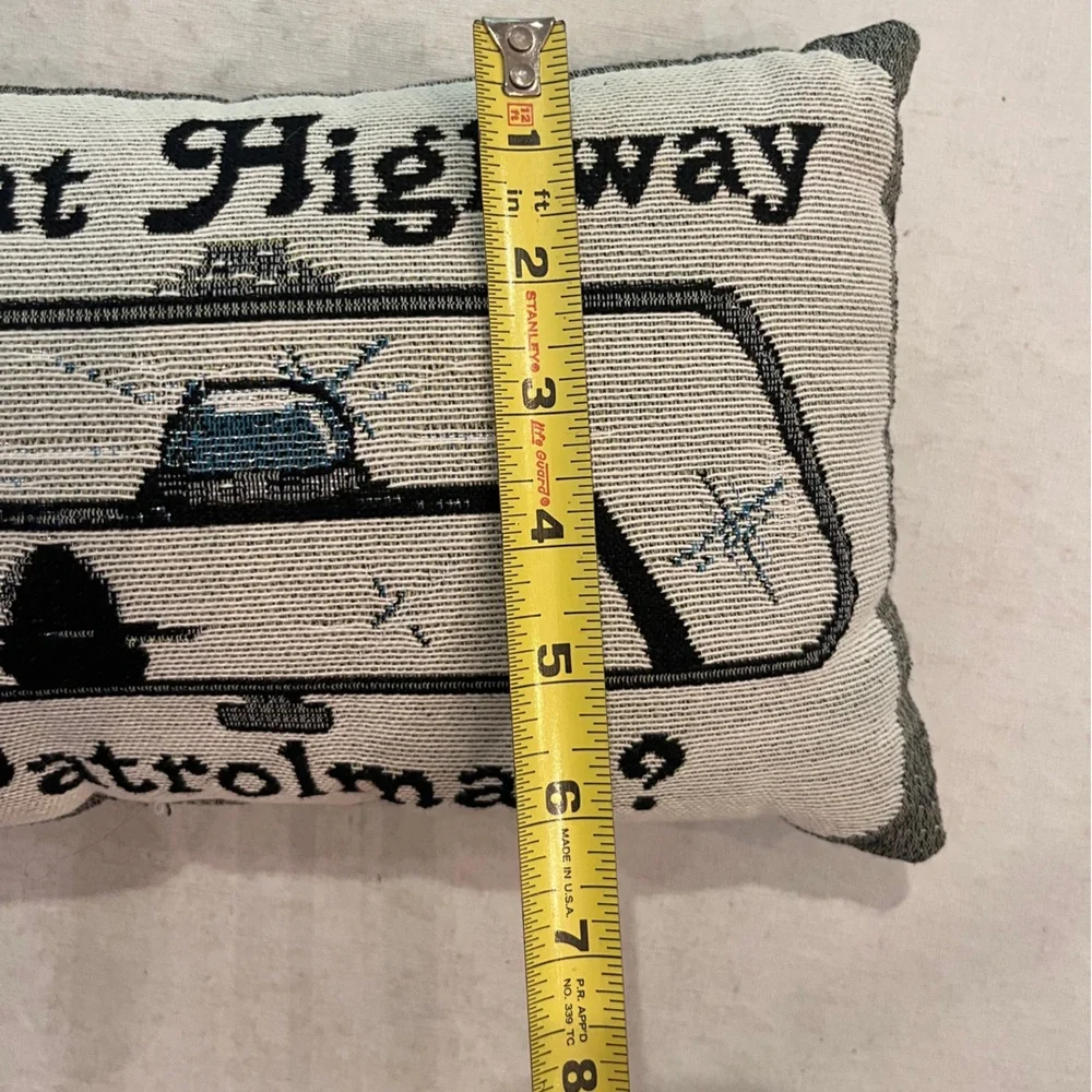 Vintage tapestry style “What Highway Patrolmen?” Decorative Pillow.
